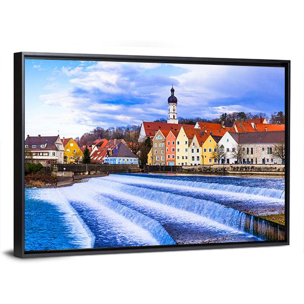 Landsberg Am Lech Village Canvas Wall Art-3 Horizontal-Gallery Wrap-25" x 16"-Tiaracle