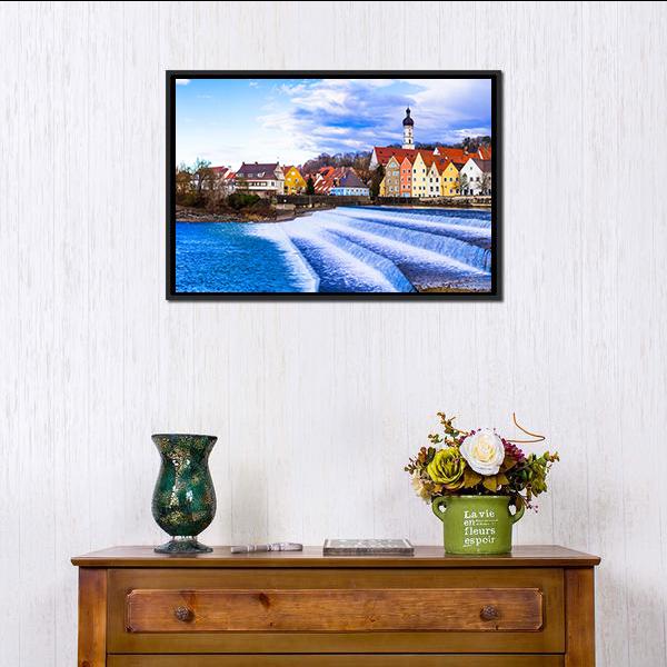 Landsberg Am Lech Village Canvas Wall Art-1 Piece-Floating Frame-24" x 16"-Tiaracle