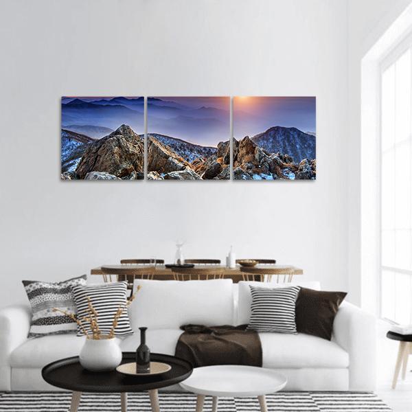 Deogyusan National Park Panoramic Canvas Wall Art-3 Piece-25" x 08"-Tiaracle