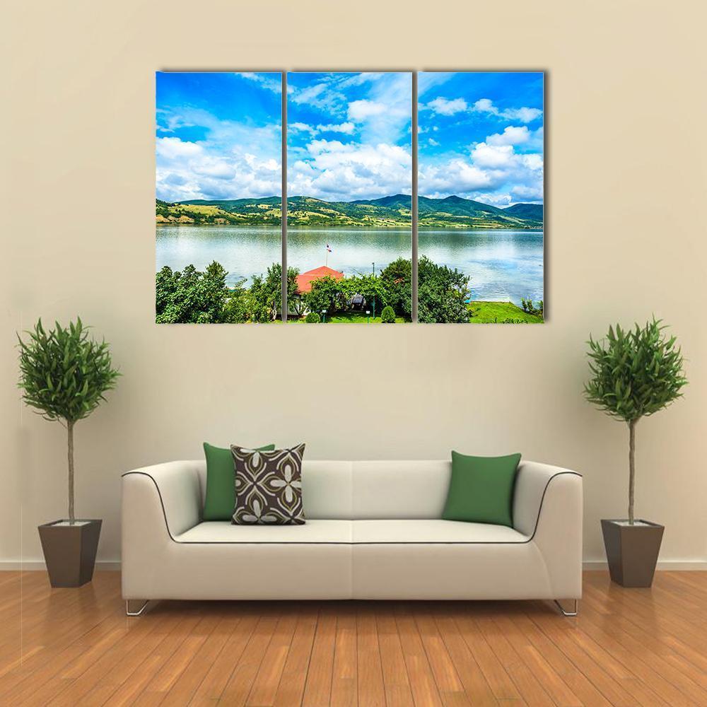 Backyard On Danube River Canvas Wall Art-3 Horizontal-Gallery Wrap-37" x 24"-Tiaracle