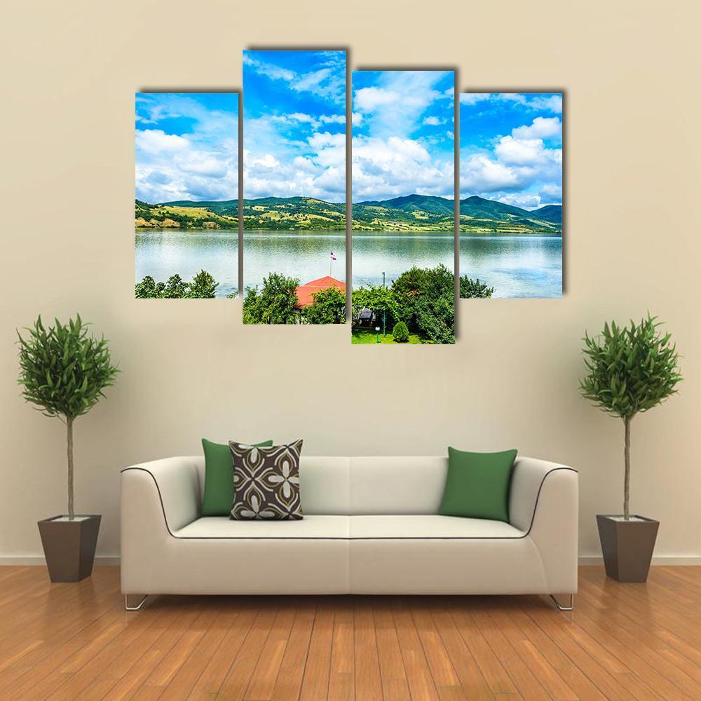 Backyard On Danube River Canvas Wall Art-4 Pop-Gallery Wrap-50" x 32"-Tiaracle