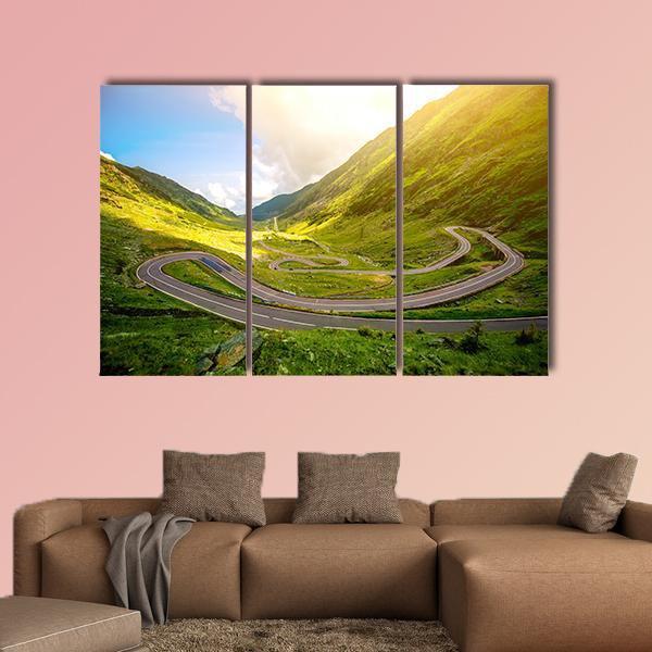 Transfagarasan Winding Road Canvas Wall Art-3 Horizontal-Gallery Wrap-37" x 24"-Tiaracle