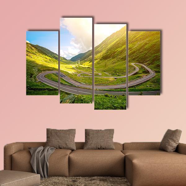 Transfagarasan Winding Road Canvas Wall Art-4 Pop-Gallery Wrap-50" x 32"-Tiaracle