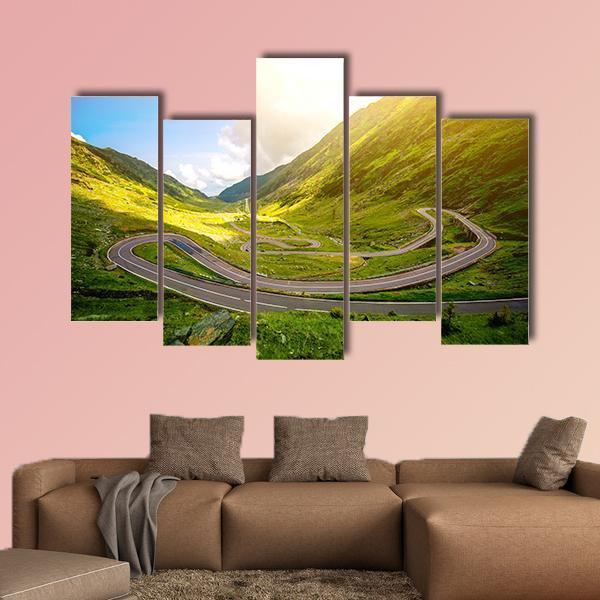 Transfagarasan Winding Road Canvas Wall Art-5 Pop-Gallery Wrap-47" x 32"-Tiaracle