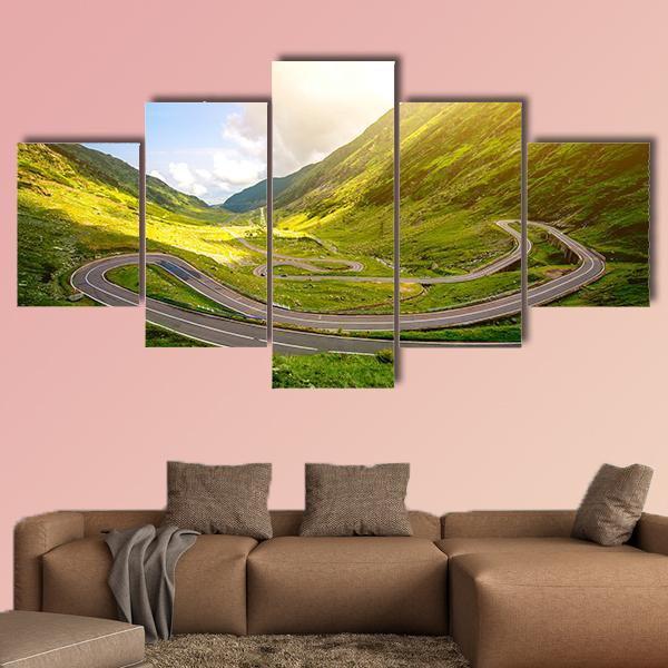 Transfagarasan Winding Road Canvas Wall Art-5 Star-Gallery Wrap-62" x 32"-Tiaracle