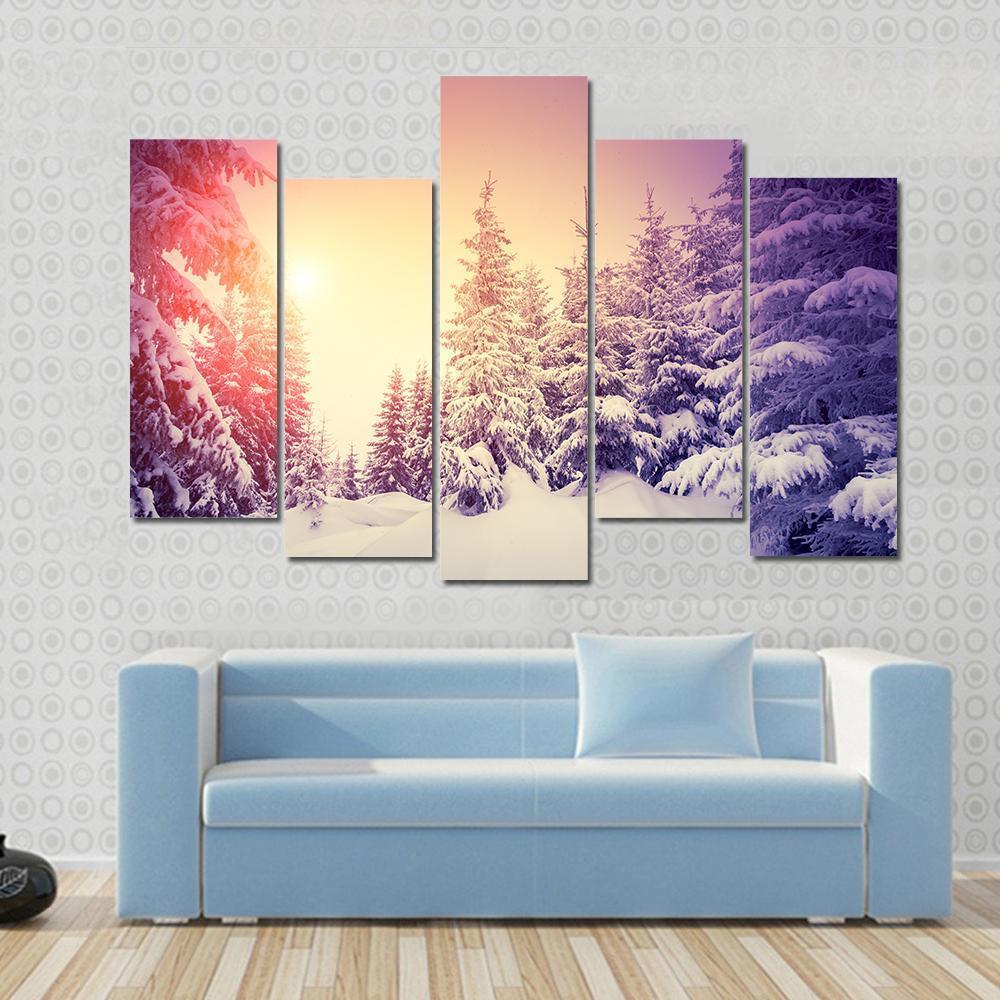 Dramatic Wintry Scene Canvas Wall Art-5 Pop-Gallery Wrap-47" x 32"-Tiaracle