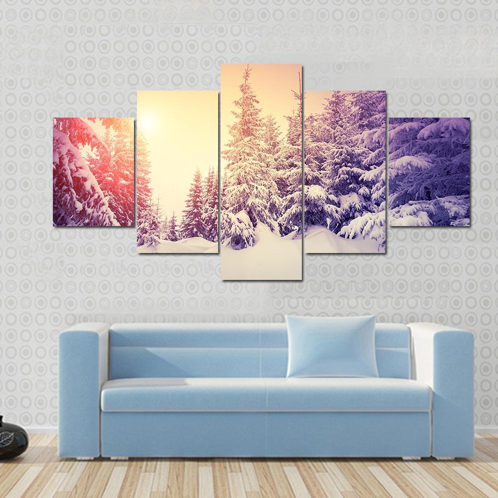 Dramatic Wintry Scene Canvas Wall Art-5 Pop-Gallery Wrap-47" x 32"-Tiaracle