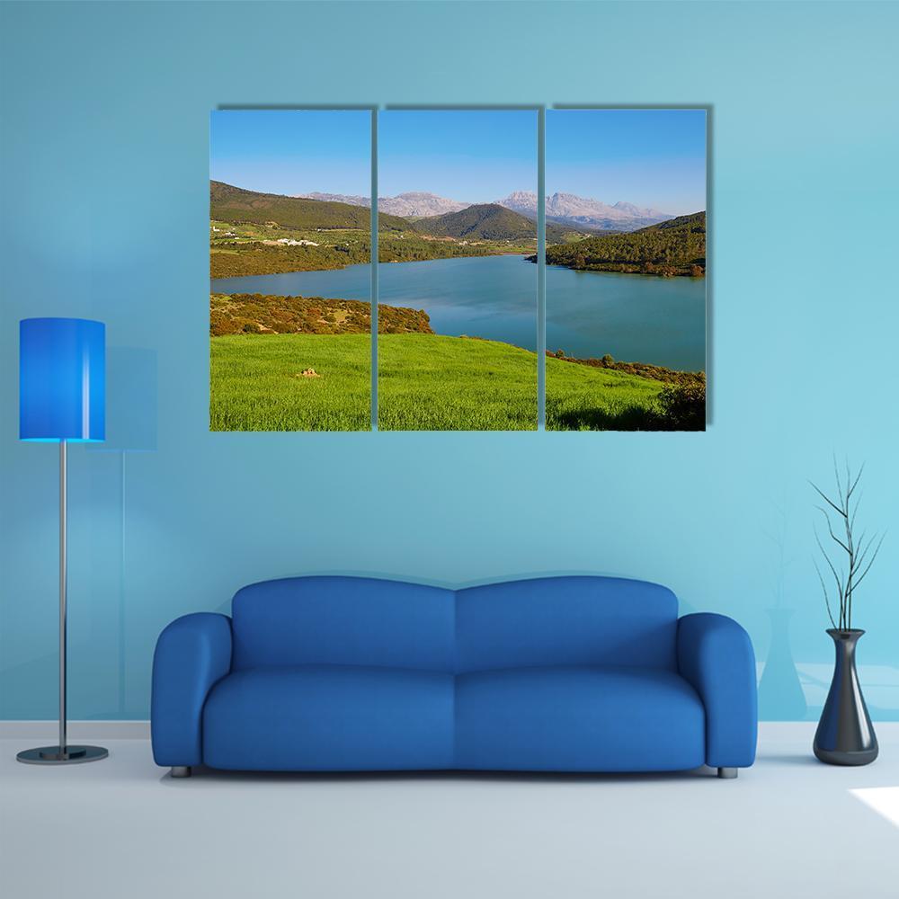 Lake In Atlas Mountains Canvas Wall Art-3 Horizontal-Gallery Wrap-37" x 24"-Tiaracle