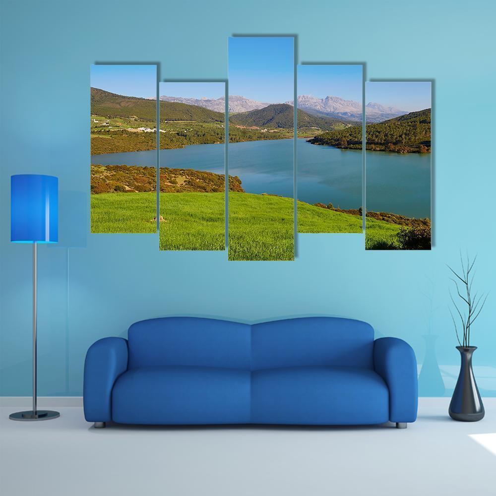 Lake In Atlas Mountains Canvas Wall Art-5 Pop-Gallery Wrap-47" x 32"-Tiaracle