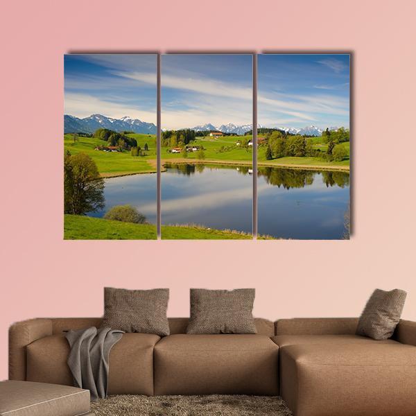 Alps Mountains In Bavaria Canvas Wall Art-3 Horizontal-Gallery Wrap-37" x 24"-Tiaracle