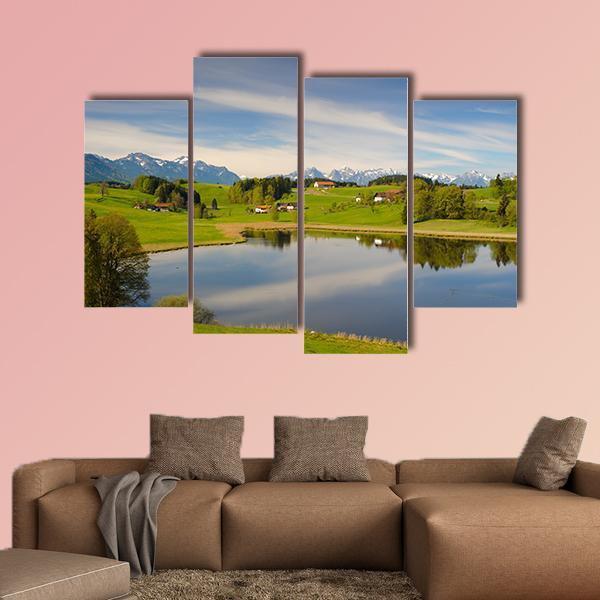 Alps Mountains In Bavaria Canvas Wall Art-4 Pop-Gallery Wrap-50" x 32"-Tiaracle