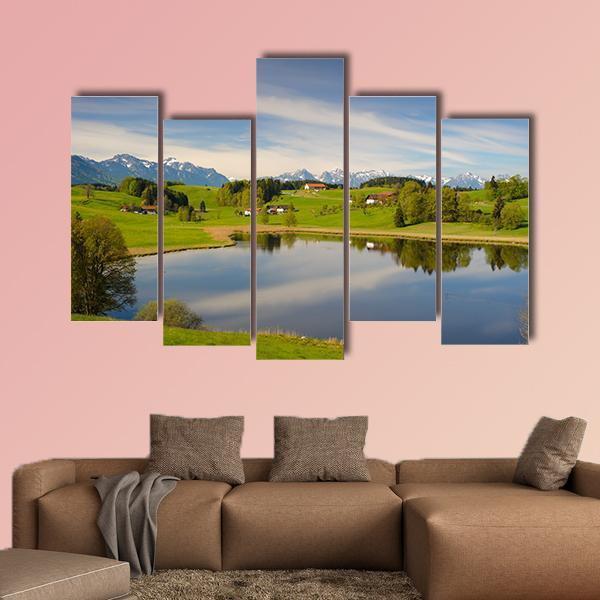 Alps Mountains In Bavaria Canvas Wall Art-5 Pop-Gallery Wrap-47" x 32"-Tiaracle