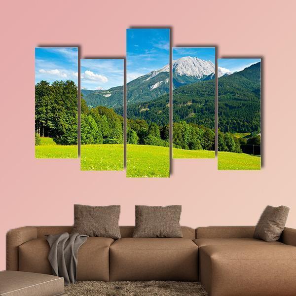 Landscape In Bavarian Alps Canvas Wall Art-5 Pop-Gallery Wrap-47" x 32"-Tiaracle