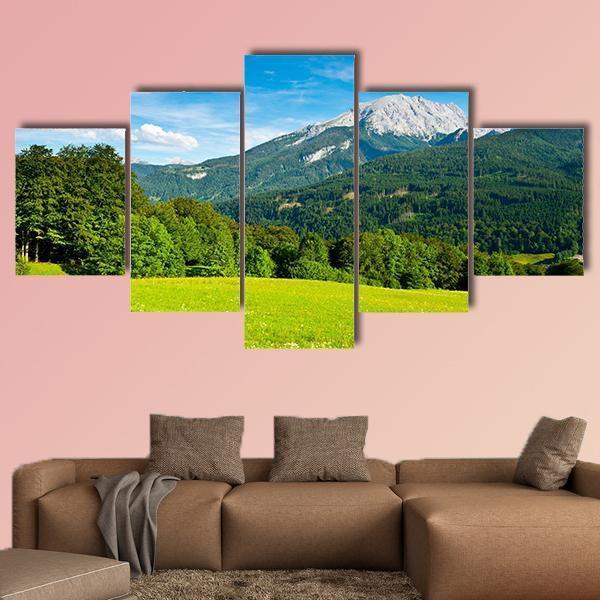 Landscape In Bavarian Alps Canvas Wall Art-5 Star-Gallery Wrap-62" x 32"-Tiaracle