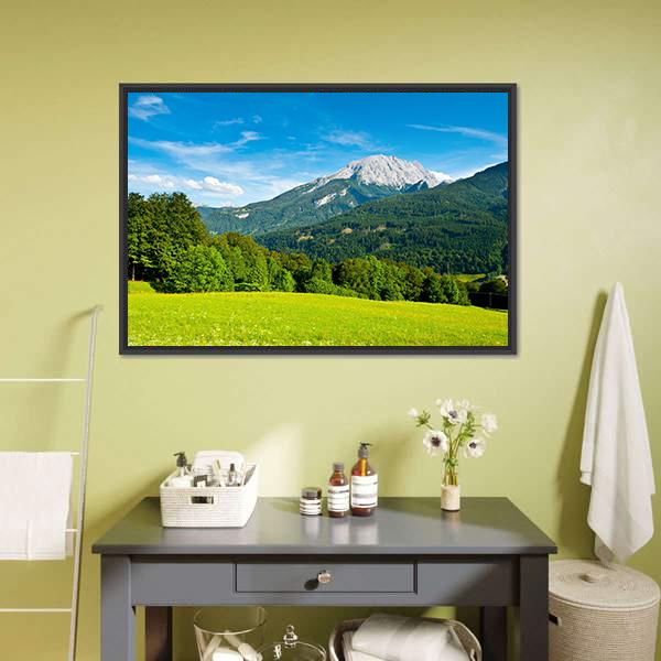 Landscape In Bavarian Alps Canvas Wall Art-1 Piece-Floating Frame-24" x 16"-Tiaracle
