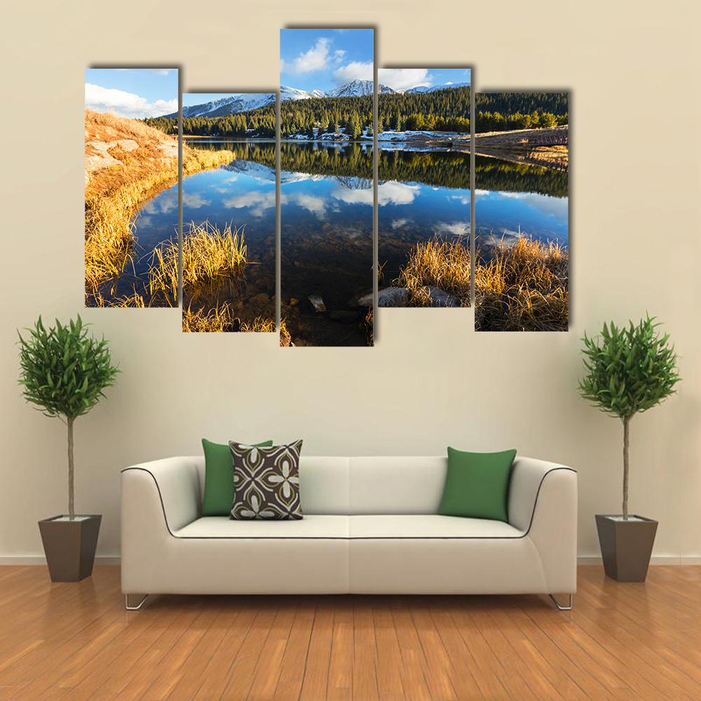 Landscape In Colorado Rocky Mountains Canvas Wall Art-5 Pop-Gallery Wrap-32" x 21"-Tiaracle