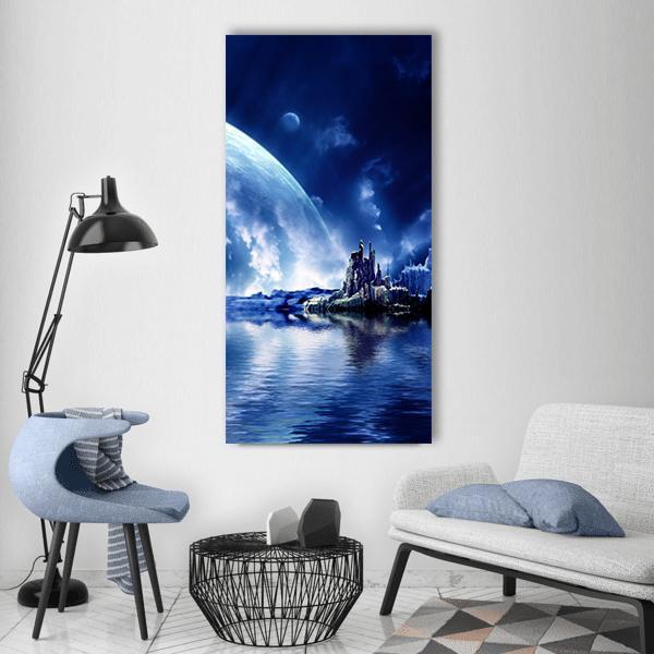 Landscape In Fantasy Planet Vertical Canvas Wall Art-1 Vertical-Gallery Wrap-12" x 24"-Tiaracle