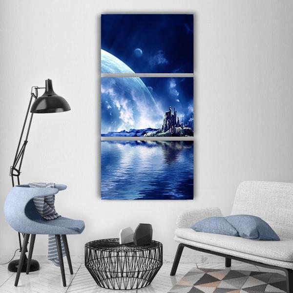 Landscape In Fantasy Planet Vertical Canvas Wall Art-3 Vertical-Gallery Wrap-12" x 25"-Tiaracle