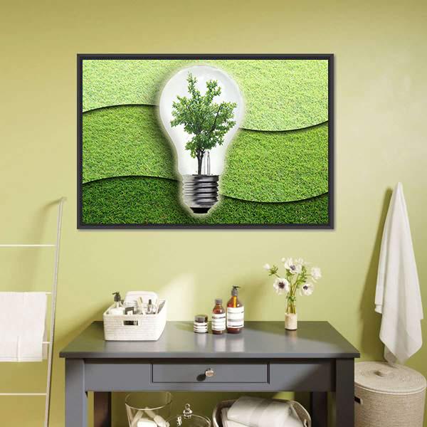 Landscape In Light Bulb Canvas Wall Art-1 Piece-Floating Frame-24" x 16"-Tiaracle