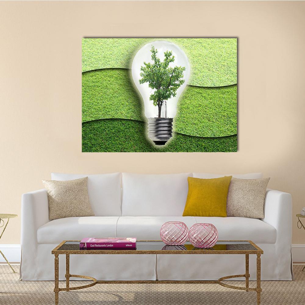 Landscape In Light Bulb Canvas Wall Art-1 Piece-Gallery Wrap-48" x 32"-Tiaracle