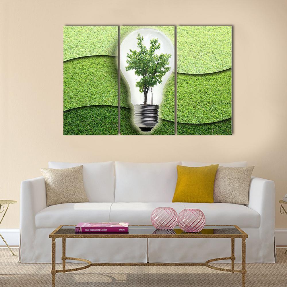 Landscape In Light Bulb Canvas Wall Art-3 Horizontal-Gallery Wrap-37" x 24"-Tiaracle