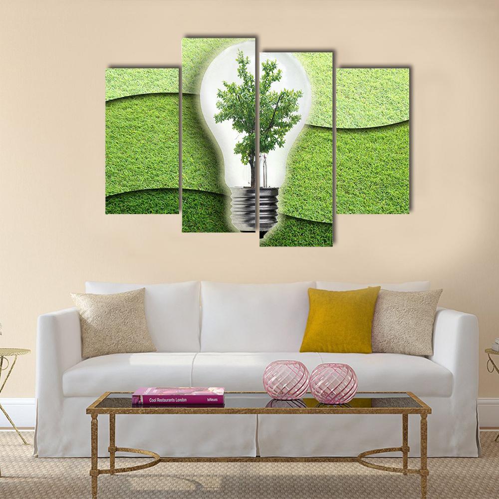 Landscape In Light Bulb Canvas Wall Art-4 Pop-Gallery Wrap-50" x 32"-Tiaracle