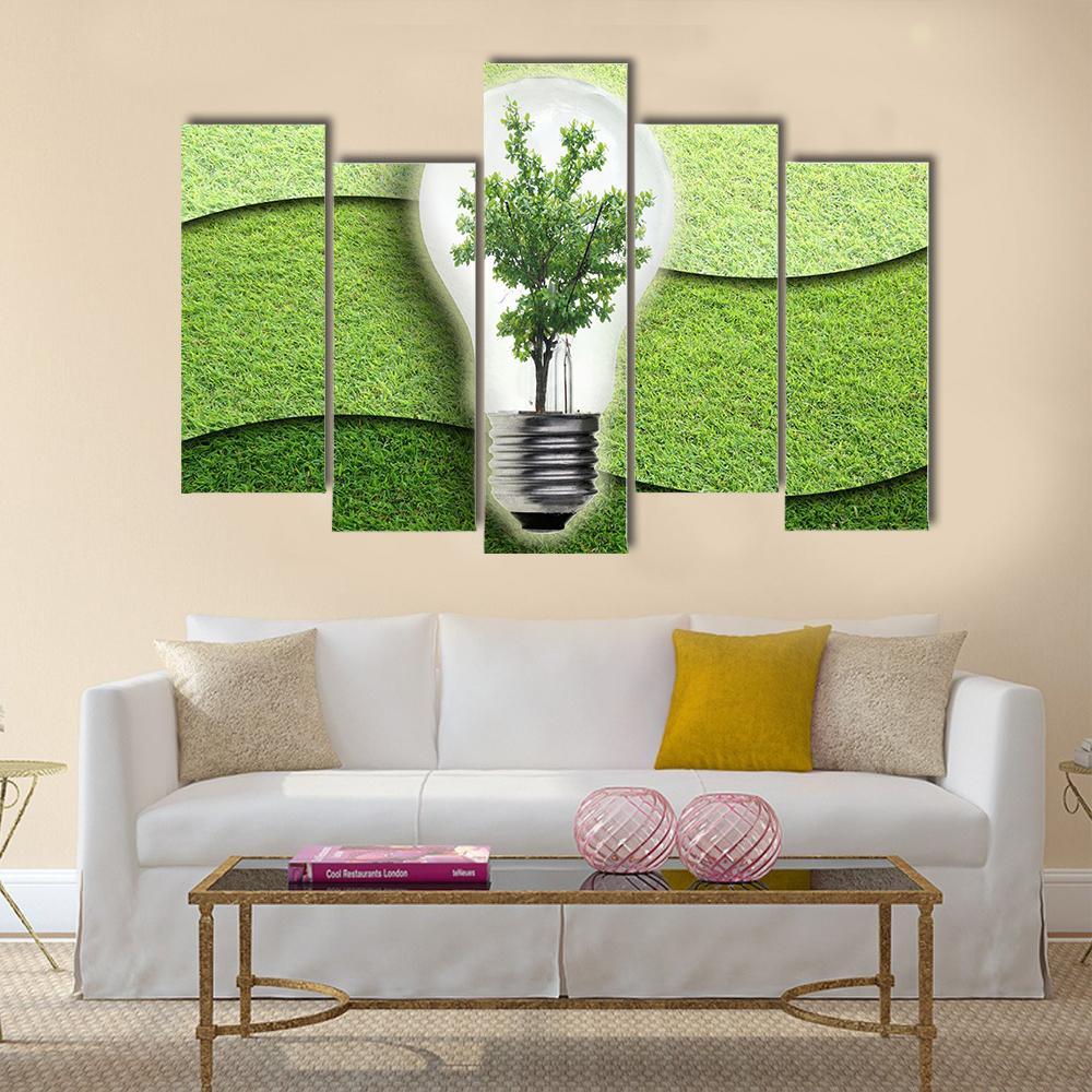 Landscape In Light Bulb Canvas Wall Art-5 Pop-Gallery Wrap-47" x 32"-Tiaracle