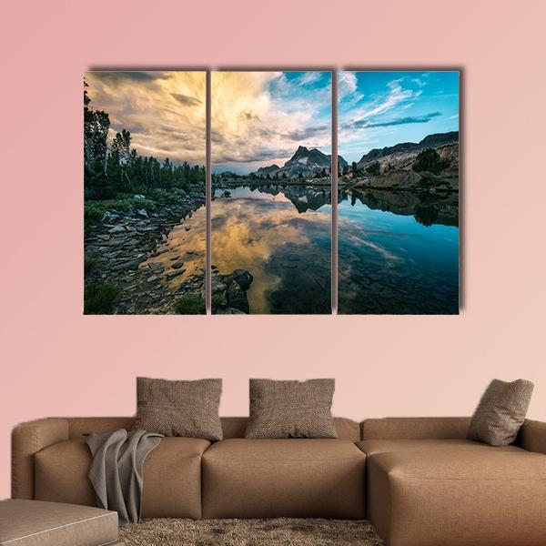 Lake In Sierra Nevada Canvas Wall Art-3 Horizontal-Gallery Wrap-37" x 24"-Tiaracle