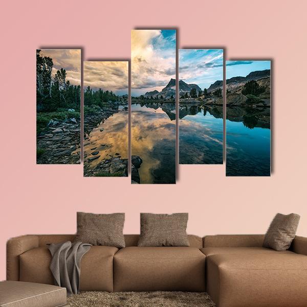 Lake In Sierra Nevada Canvas Wall Art-5 Pop-Gallery Wrap-47" x 32"-Tiaracle