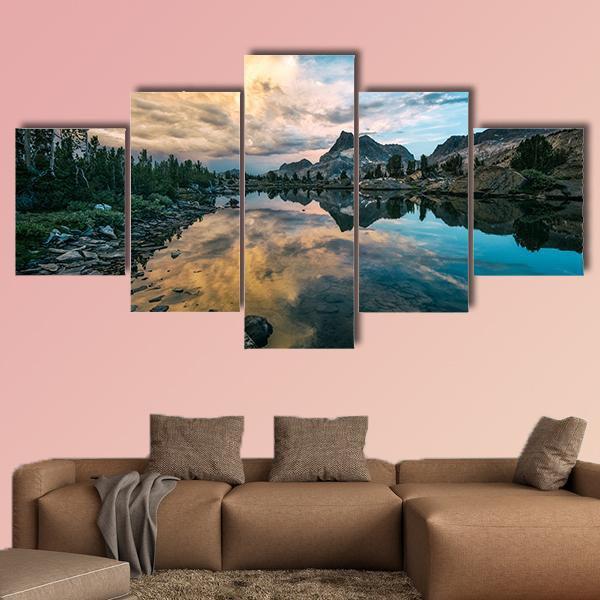 Lake In Sierra Nevada Canvas Wall Art-5 Star-Gallery Wrap-62" x 32"-Tiaracle
