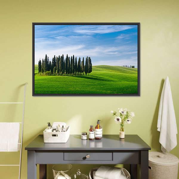 Landscape In Tuscany Canvas Wall Art-1 Piece-Floating Frame-36" x 24"-Tiaracle
