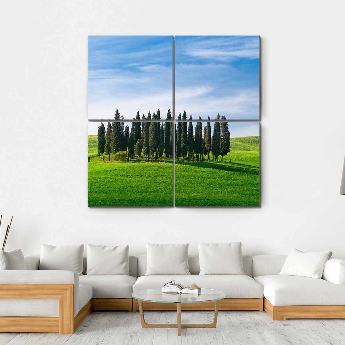 Landscape In Tuscany Canvas Wall Art-4 Square-Gallery Wrap-17" x 17"-Tiaracle
