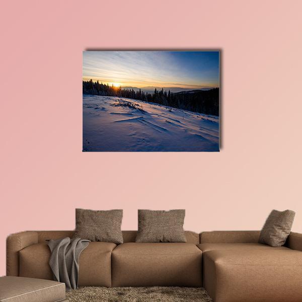 Beautiful Winter Landscape Canvas Wall Art-1 Piece-Gallery Wrap-48&quot; x 32&quot;-Tiaracle