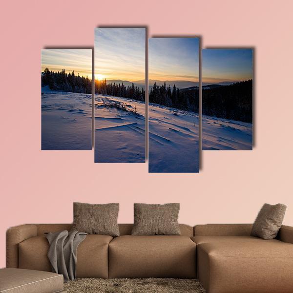 Beautiful Winter Landscape Canvas Wall Art-4 Pop-Gallery Wrap-50&quot; x 32&quot;-Tiaracle