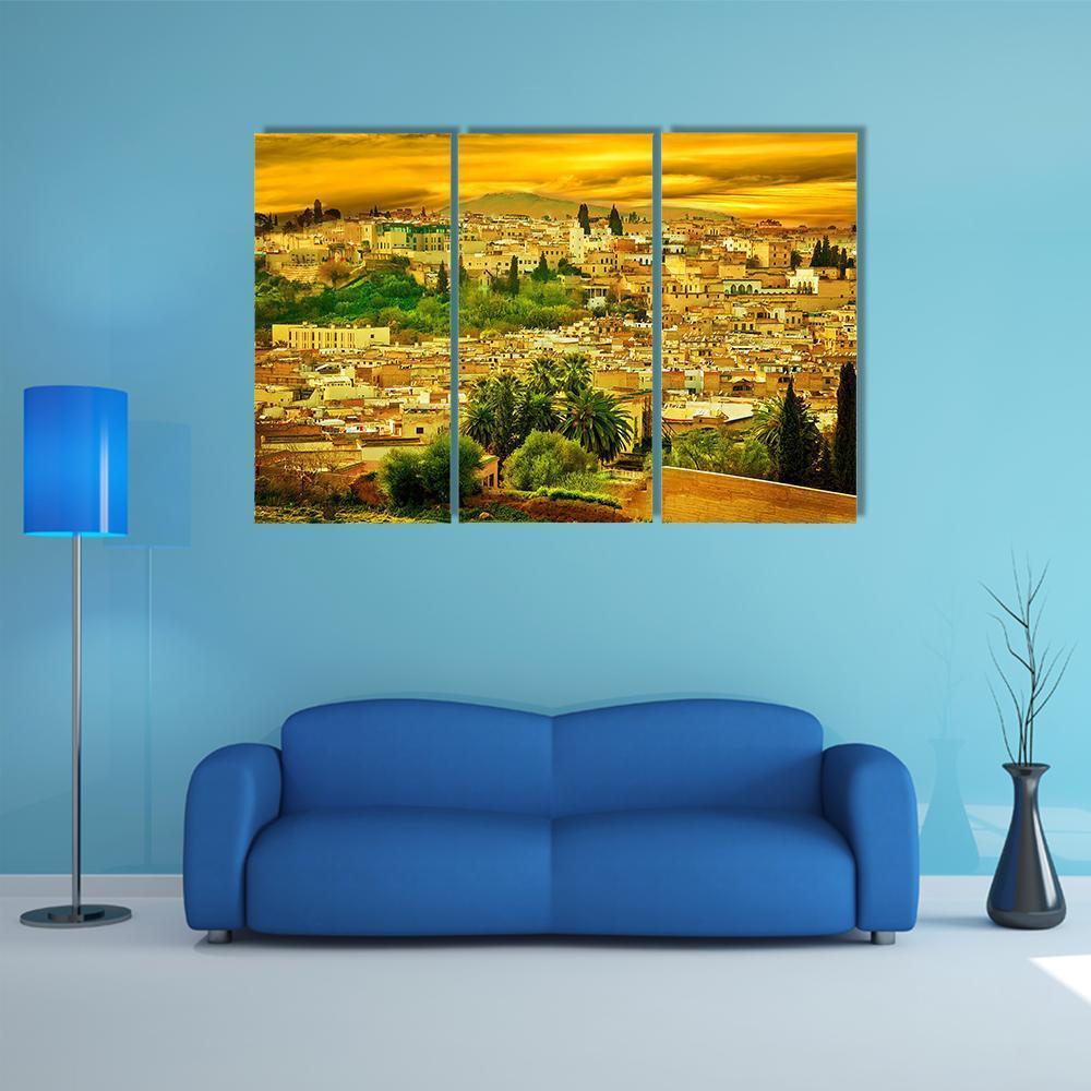 City Wall In Fes Canvas Wall Art-3 Horizontal-Gallery Wrap-37" x 24"-Tiaracle