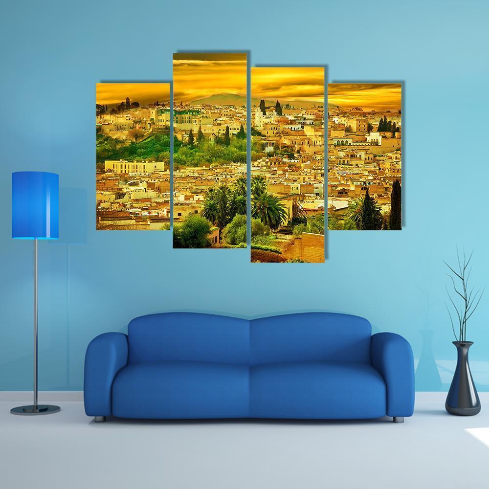 City Wall In Fes Canvas Wall Art-4 Pop-Gallery Wrap-50" x 32"-Tiaracle