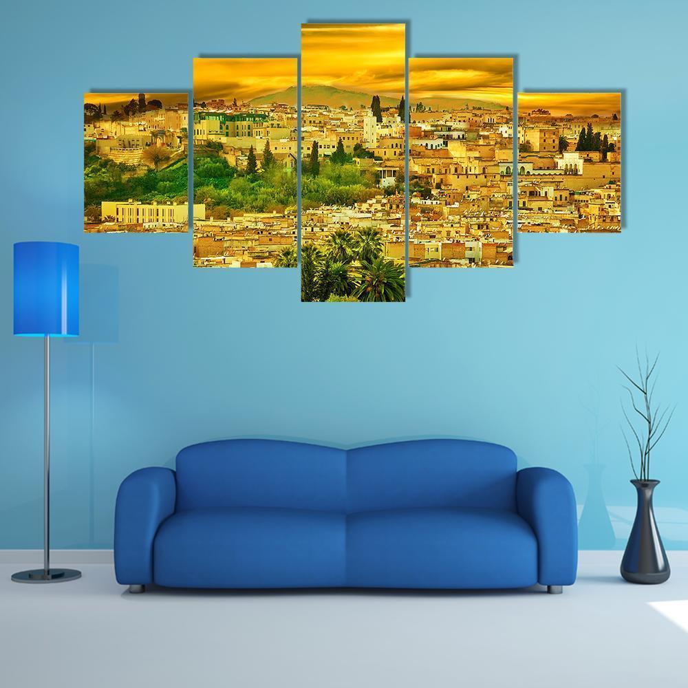 City Wall In Fes Canvas Wall Art-5 Star-Gallery Wrap-62" x 32"-Tiaracle