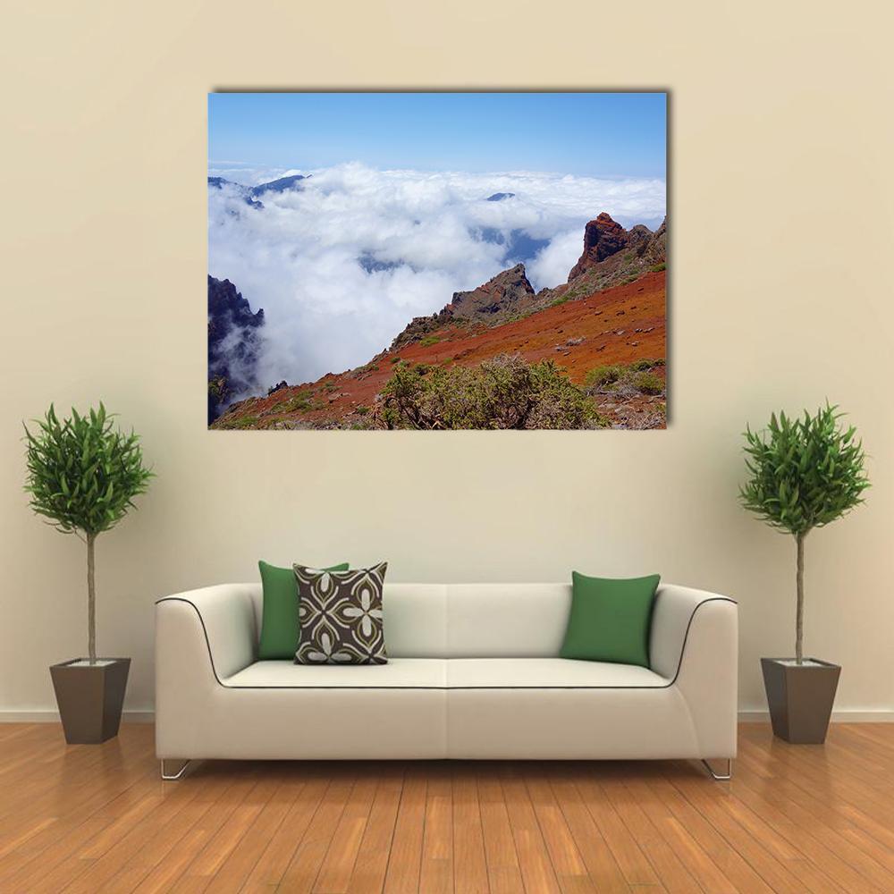 Hiking Trail Gr131 Canvas Wall Art in white, brown and blue, single panel hung on a wall