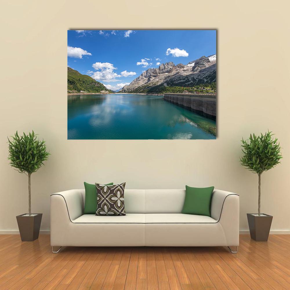 Fedaia Lake Italy Canvas Wall Art-1 Piece-Gallery Wrap-48" x 32"-Tiaracle
