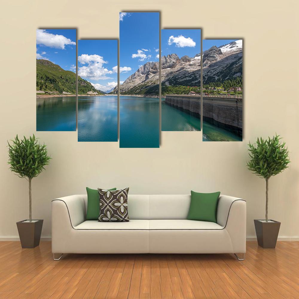 Fedaia Lake Italy Canvas Wall Art-5 Pop-Gallery Wrap-47" x 32"-Tiaracle