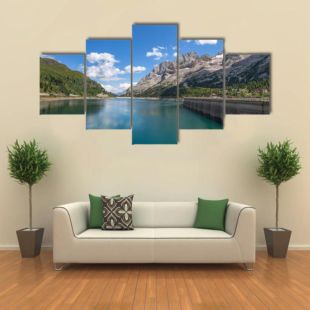 Fedaia Lake Italy Canvas Wall Art-5 Star-Gallery Wrap-62" x 32"-Tiaracle