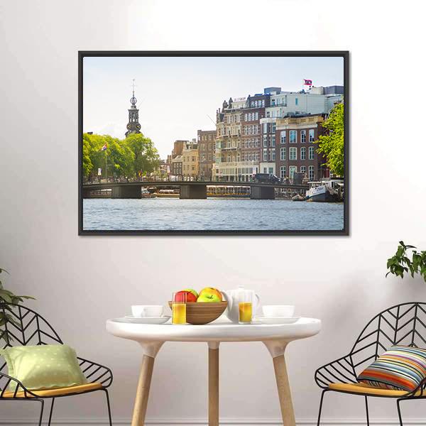Landscape Of Amsterdam Canvas Wall Art-3 Horizontal-Gallery Wrap-25" x 16"-Tiaracle