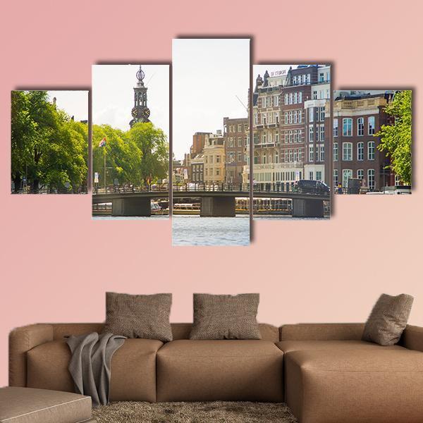 Landscape Of Amsterdam Canvas Wall Art-5 Star-Gallery Wrap-62" x 32"-Tiaracle