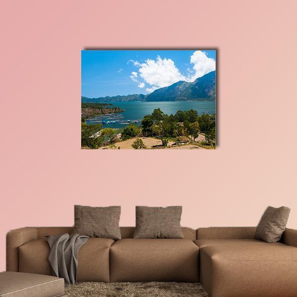 Landscape Of Lake Batur Canvas Wall Art-4 Pop-Gallery Wrap-50" x 32"-Tiaracle