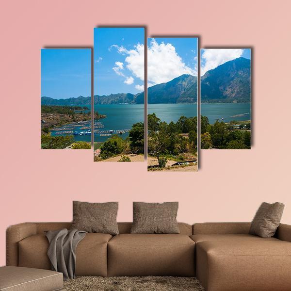 Landscape Of Lake Batur Canvas Wall Art-4 Pop-Gallery Wrap-50" x 32"-Tiaracle