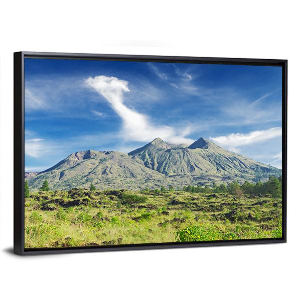 Landscape Of Batur Volcano Canvas Wall Art-3 Horizontal-Gallery Wrap-25" x 16"-Tiaracle