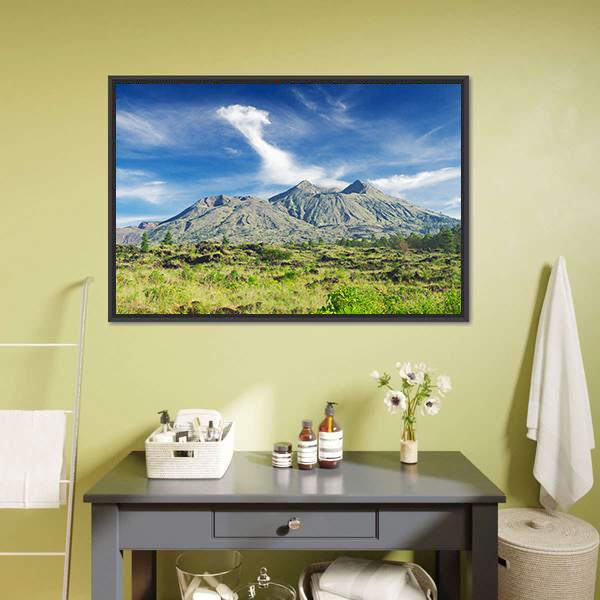 Landscape Of Batur Volcano Canvas Wall Art-1 Piece-Floating Frame-24" x 16"-Tiaracle