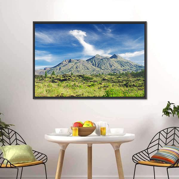 Landscape Of Batur Volcano Canvas Wall Art-3 Horizontal-Gallery Wrap-25" x 16"-Tiaracle