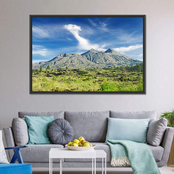 Landscape Of Batur Volcano Canvas Wall Art-3 Horizontal-Gallery Wrap-25" x 16"-Tiaracle
