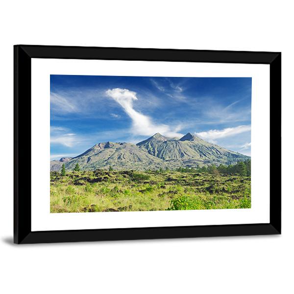 Landscape Of Batur Volcano Canvas Wall Art-3 Horizontal-Gallery Wrap-25" x 16"-Tiaracle